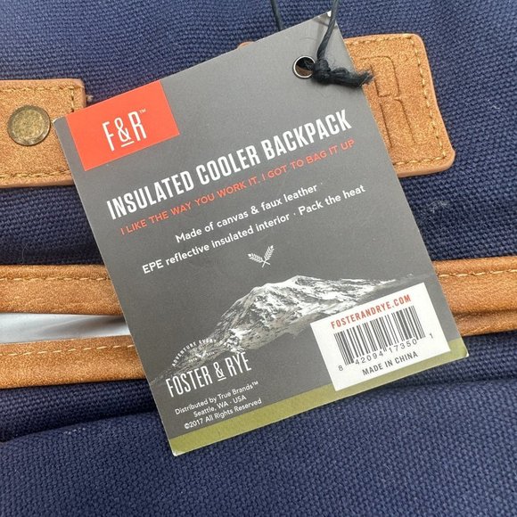 FOSTER & RYE Insulated Cooler Wine Backpack In Deep Pacific Blue NWT - Picture 8 of 12